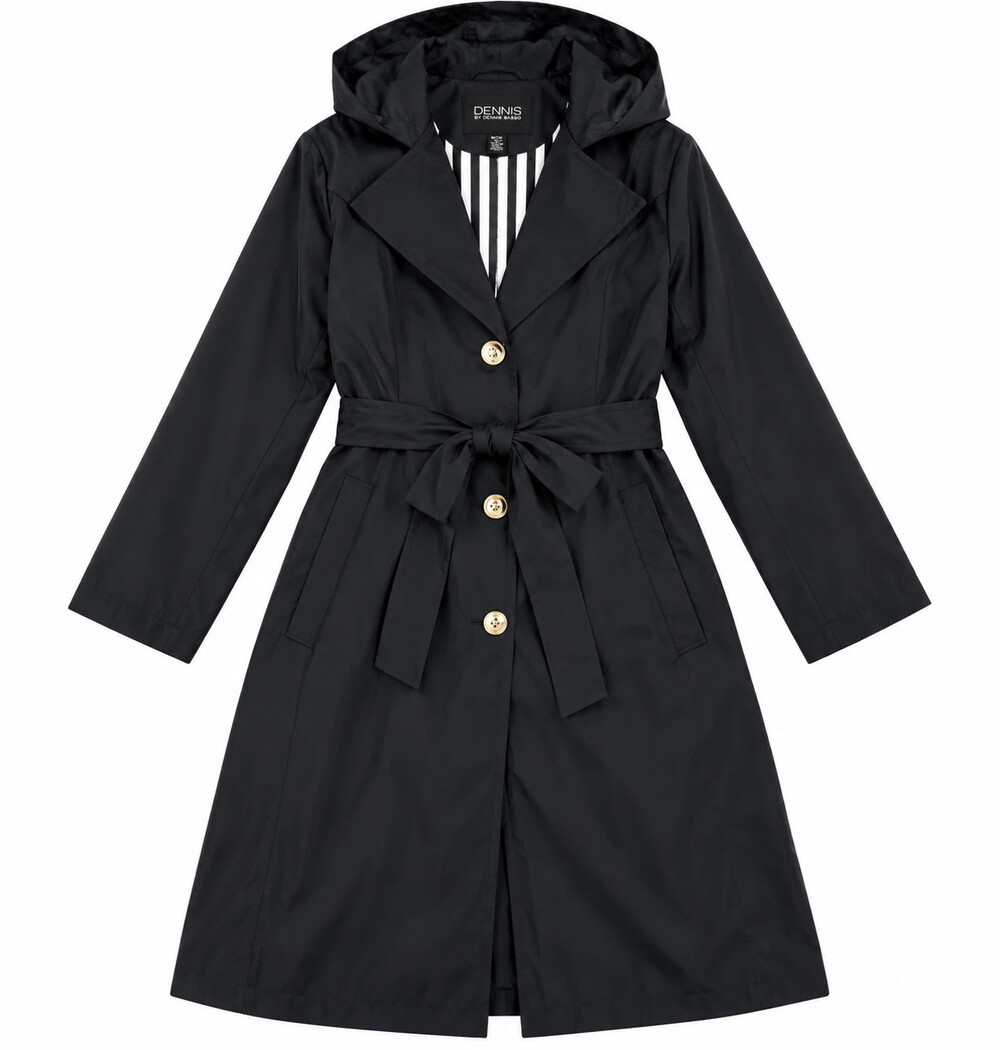 dennis basso water resistant trench coat with hood navy size 2x